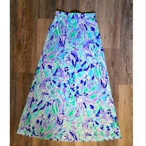 Lilly Pulitzer Maxi Skirt in Blue and Green Print